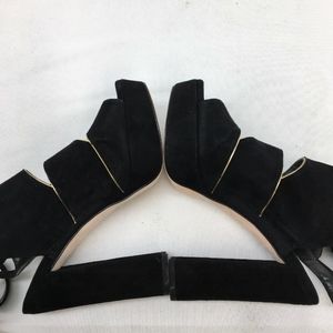 Stuart Weitzman New Black Suede Platform Shoes 6